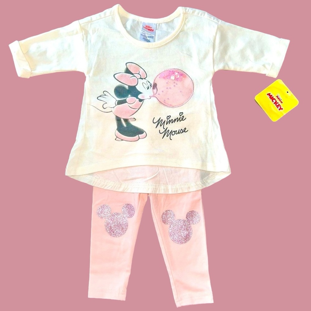 Disney Minnie Mouse 2 Piece Outfit 12 Months Shirt & Leggings